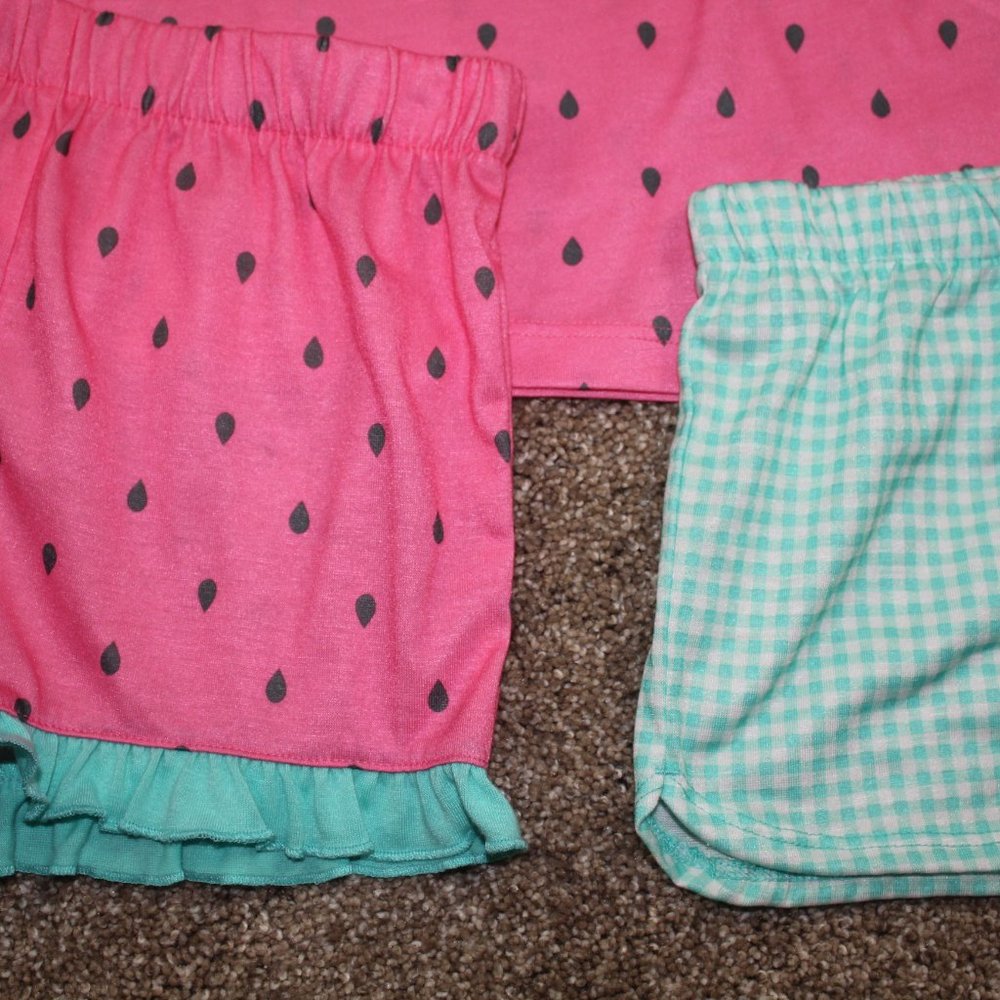Carter's Watermelon Pajamas 3-Piece Set Shorts Spring Summer Girls Size 6 NWT - Picture 3 of 3